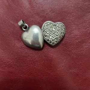 Vintage Silver 925 Marcasite Heart Pendant Locket